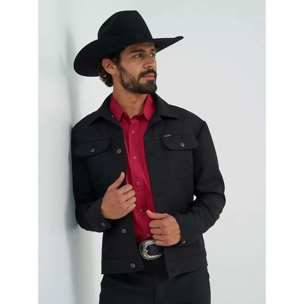 Wrangler Authentic Western Jacket Mens Small Black Prototype PD0055 Trucker